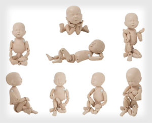 Some of the many poses that StandInBaby™ can make